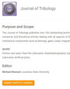 JOURNAL OF TRIBOLOGY-TRANSACTIONS OF THE ASME雜志封面